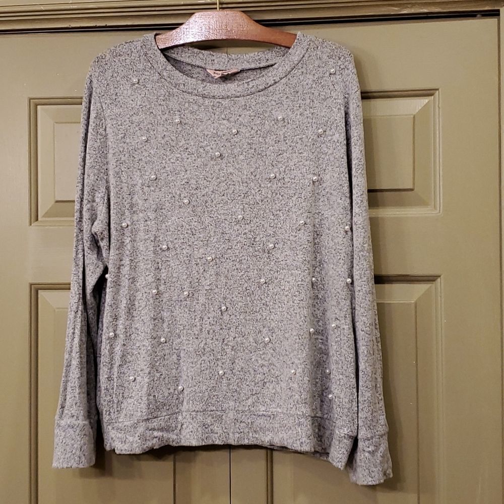 Juicy Couture gray with pearl detail gray sweater
